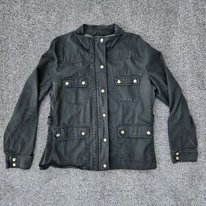 J Crew Downtown Field Utility Jacket Dark Army Green Zip Casual Womens Size XL